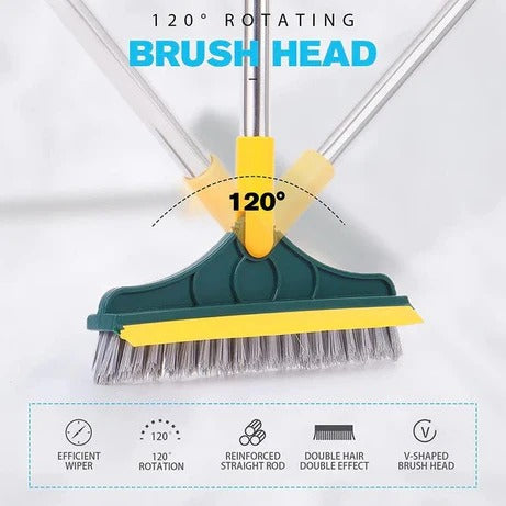 2-in-1 Cleaning Tool – Broom, Scrubber & Wiper for Home Floors