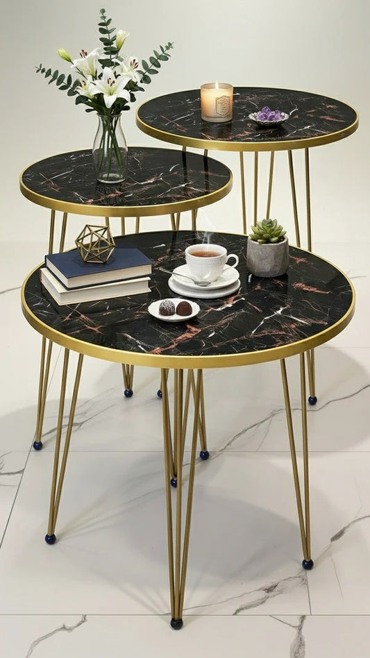 Pack of 3 Modern Nesting Tables – Coffee Table & Side Table Set for Home Décor